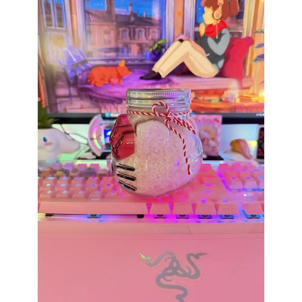 Hello Kitty Bath Salts Crystal Glass Jar Lid Lavender Clouds 2025 Sanrio READ